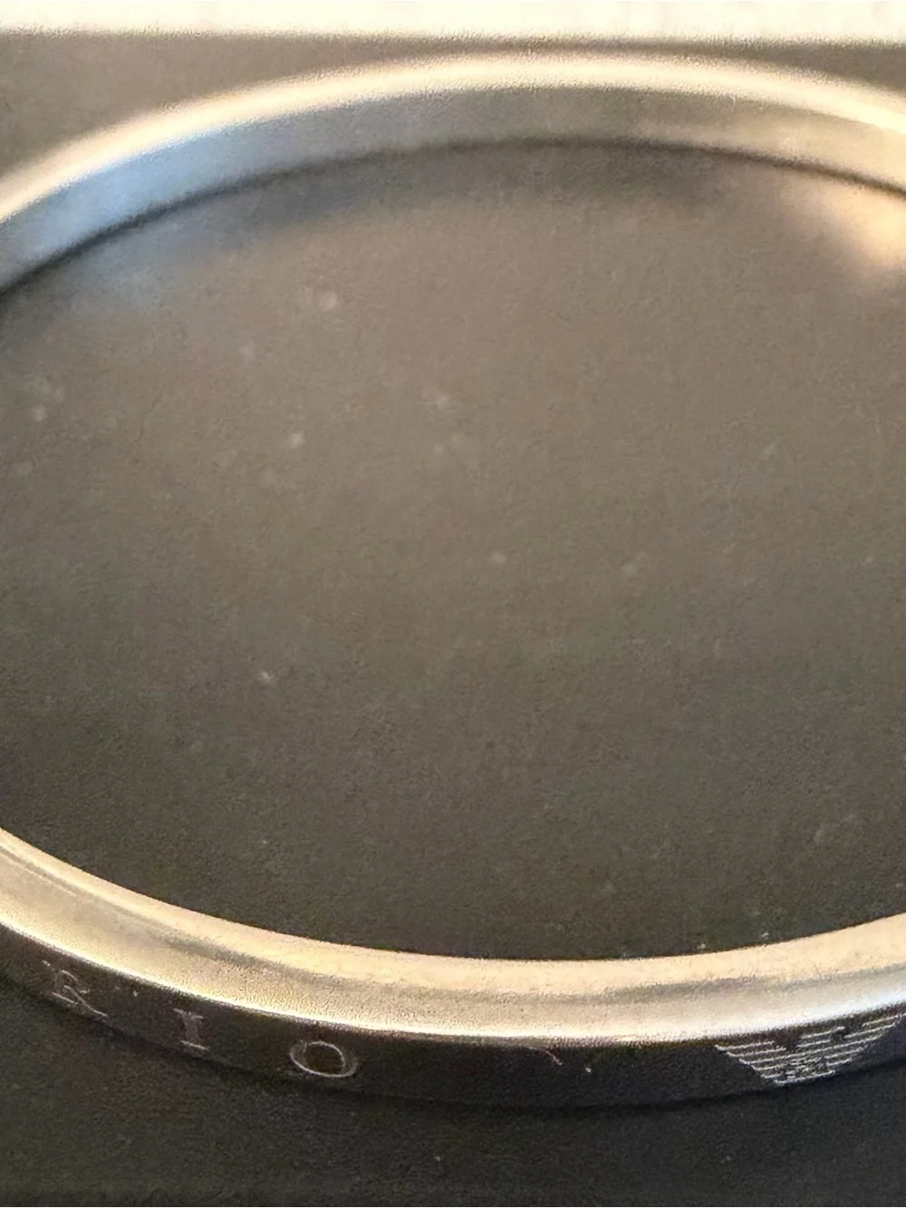 Emporio Armani Stainless Steel Engraved Bangle Bracelet - Silver